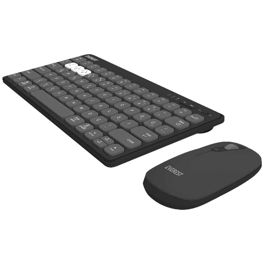 Everest KM-BT903 LUMI Gri Kablosuz Klavye Mouse Set