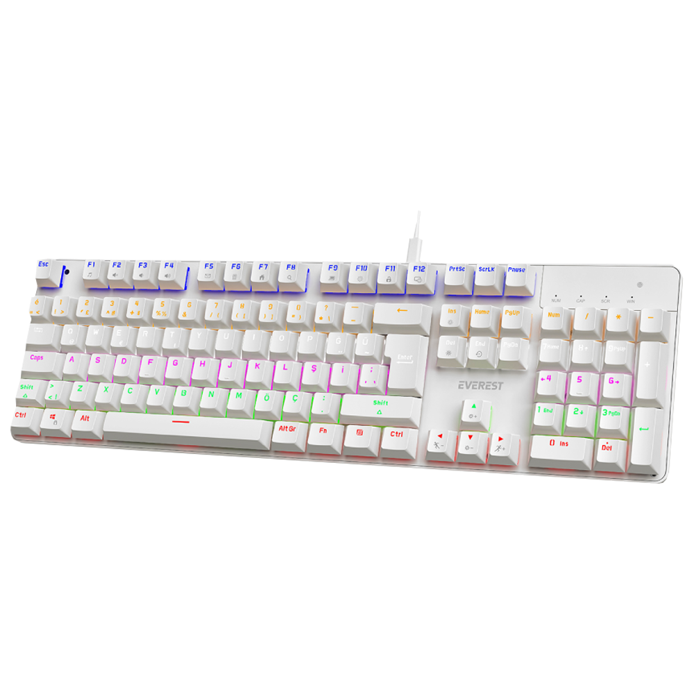 Everest KB-MK1 Lumos Blue Switch RGB Beyaz Kablolu Gaming Klavye 