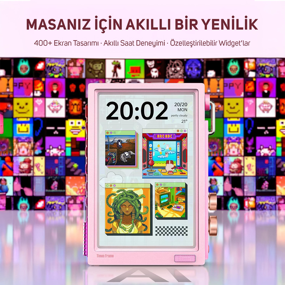  Divoom Times Frame 10.1" 64GB Akıllı Kişiselleştirilebilir RGB LED IPS Pembe Dijital Çerçeve