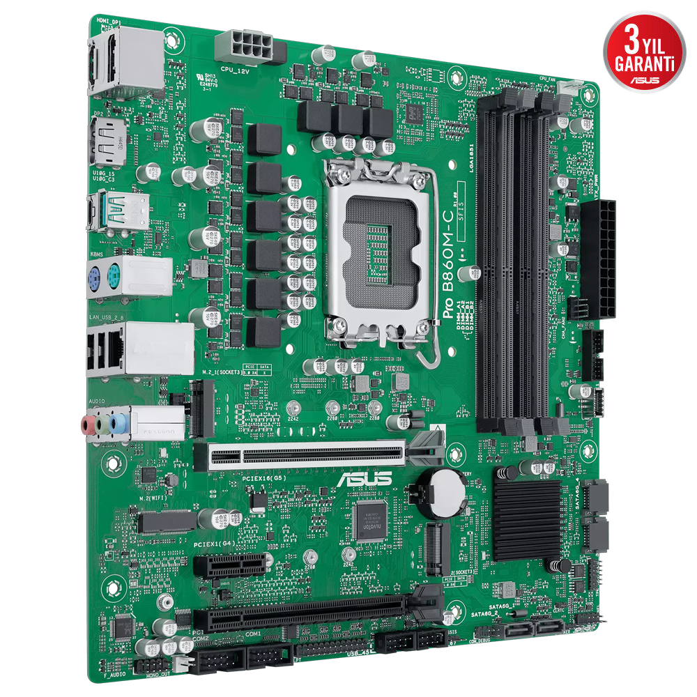 ASUS PRO B860M-C CSM 8666MHz(OC) DDR5 Soket 1851 M.2 HDMI DP mATX Anakart