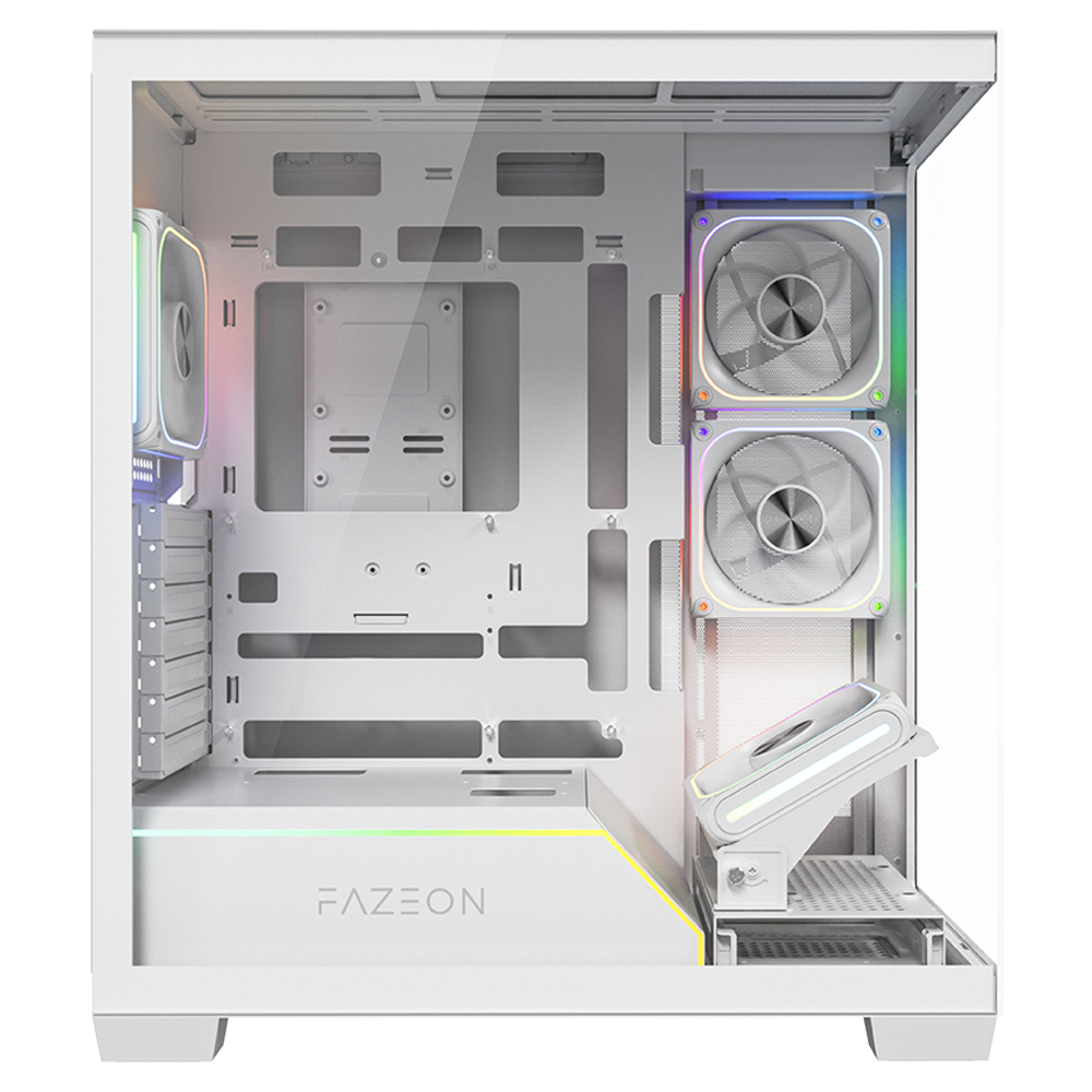 FAZEON F14 750W 80+ Bronze Full Modular Gen5 Tempered Glass Mesh 4x120mm ARGB Fanlı Type-C Beyaz ATX Bilgisayar Kasası