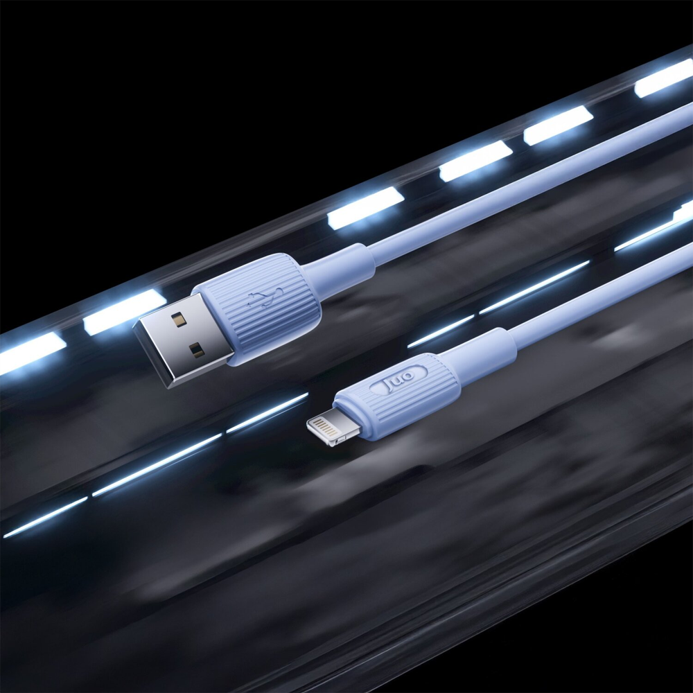 Juo 12W 2.4A USB-A Lightning İphone İpad Silikon Mavi Data Ve Hızlı Şarj Kablosu 1 Metre