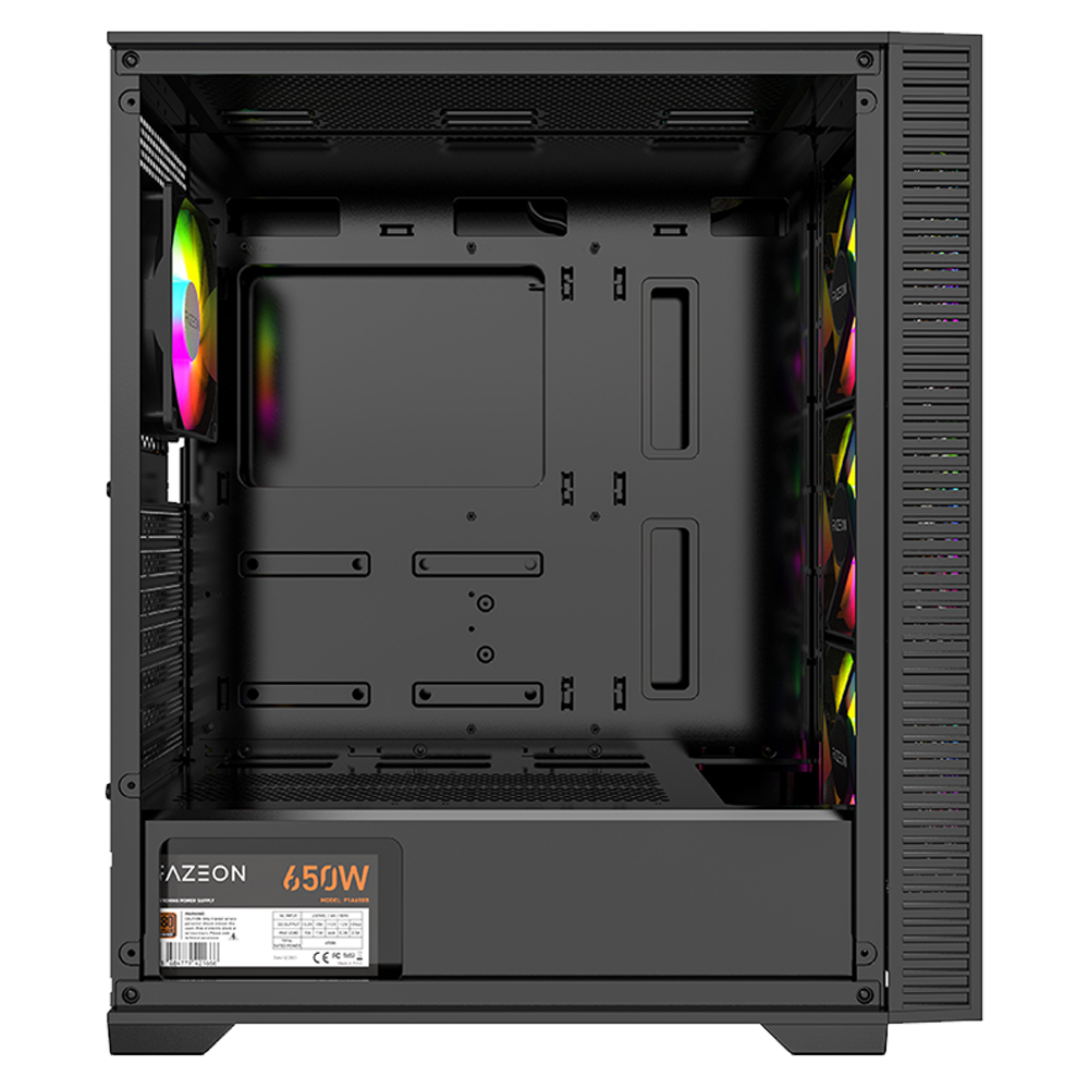 FAZEON F7 PLUS 650W 80+ Bronze Tempered Glass Mesh 4x RGB Fanlı Siyah ATX Bilgisayar Kasası