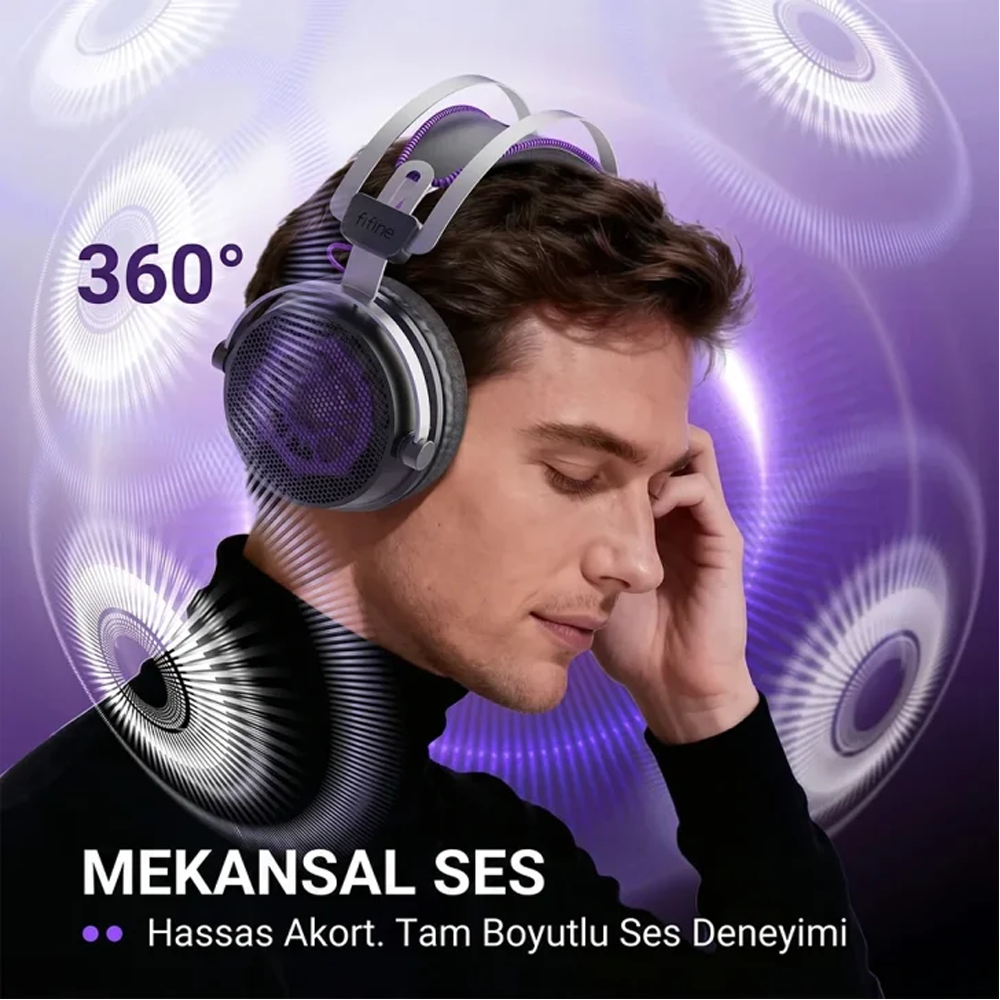Fifine Ampligame H18V Mikrofonlu 7.1  Siyah Gaming Kulaklık