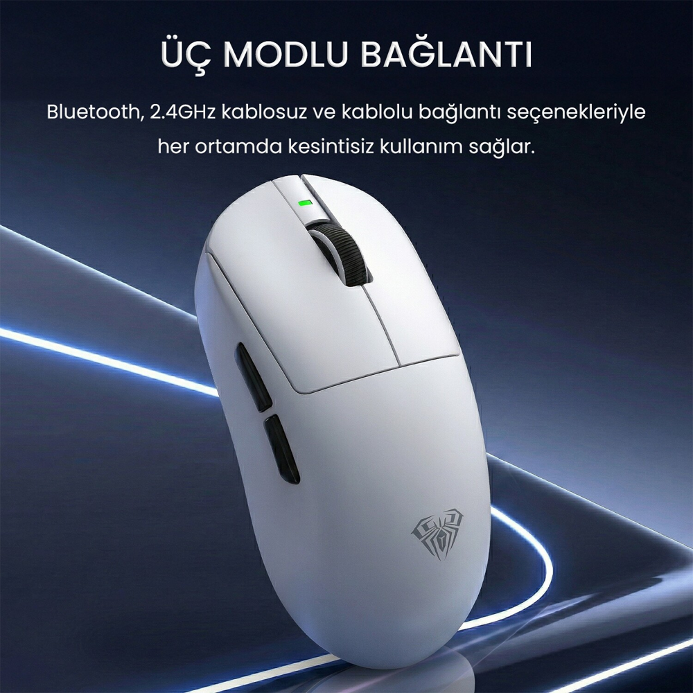 Aula V9 PRO Plus Lightweight PAW3395 26000 DPI 8000Hz Kablosuz Beyaz E-Spor Gaming Mouse