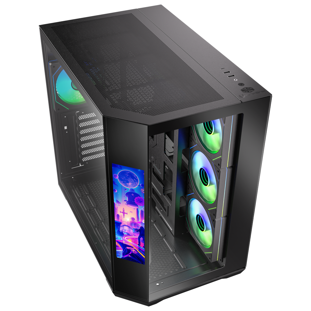 BitFenix Digital T10 EF 850W 80+ Bronze 8.8" Ekranlı Tempered Glass ARGB USB 3.1 ATX Mid Tower Siyah Kasa