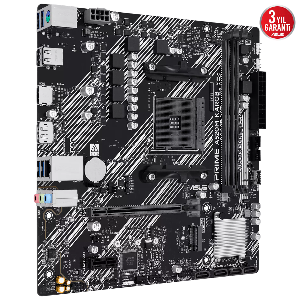 ASUS PRIME A520M-K ARGB 5100MHz(OC) DDR4 Soket AM4 M.2 HDMI DP mATX Anakart