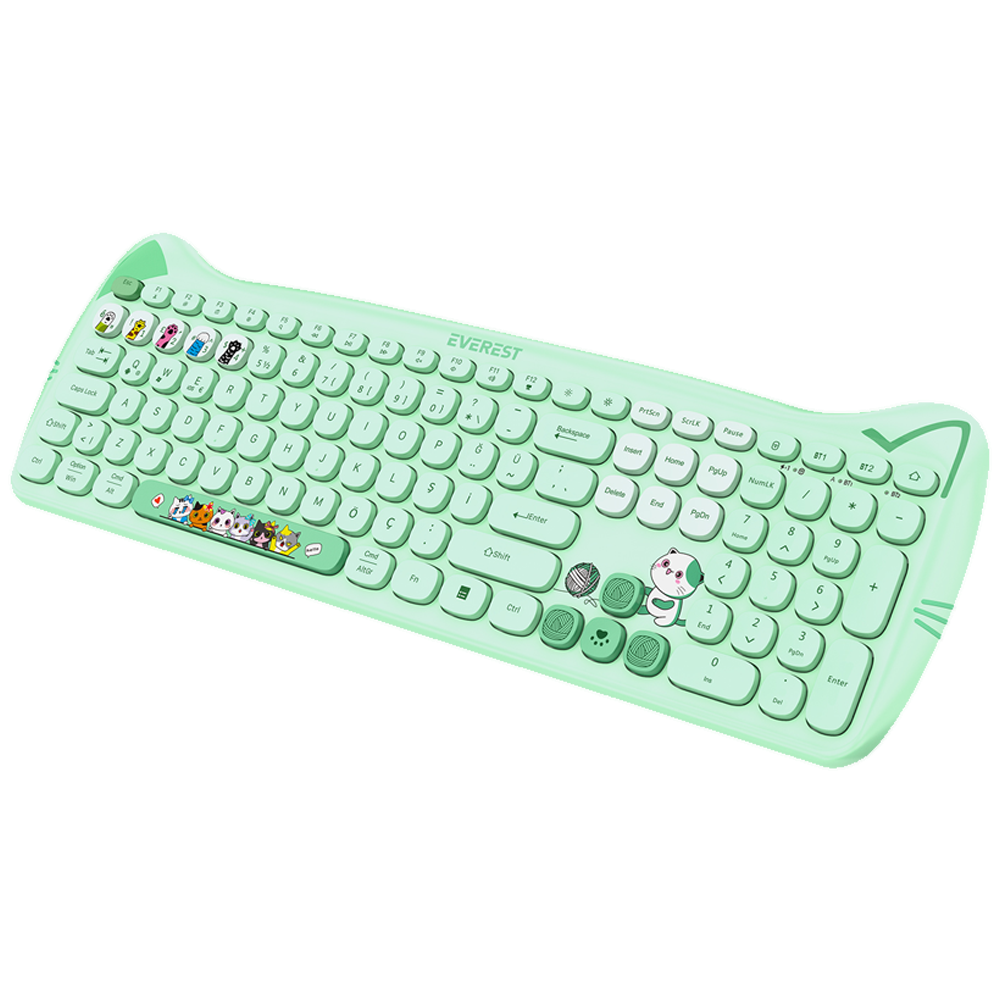 Everest KM-6283 CATTY Yeşil Kablosuz Klavye Mouse Set