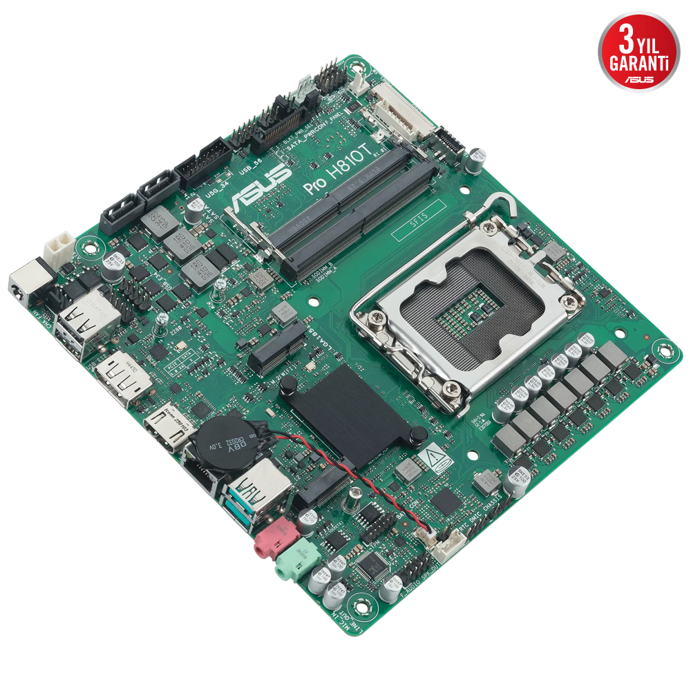 ASUS Pro H810T CSM 6400MHz(OC) DDR5 Soket 1851 M.2 Type-C HDMI DP mini-ITX Anakart