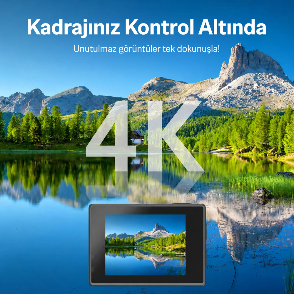 BIX Pulse 2 4K 30FPS 20MP WI-FI Su Geçirmez Kılıflı Siyah Kask Aksiyon Kamera ve Aksesuar Seti