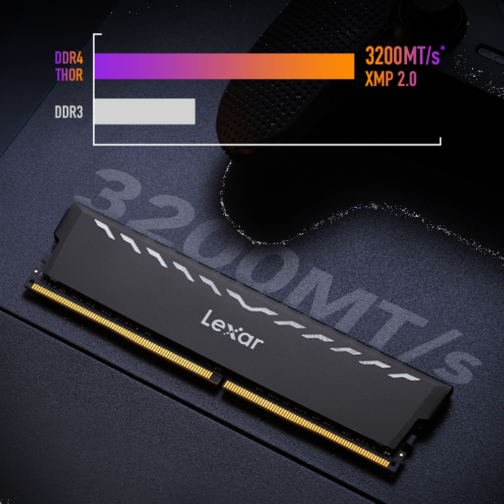 Lexar 16GB (2x8GB) Thor 3600MHz CL18 DDR4 Siyah Dual Kit Ram