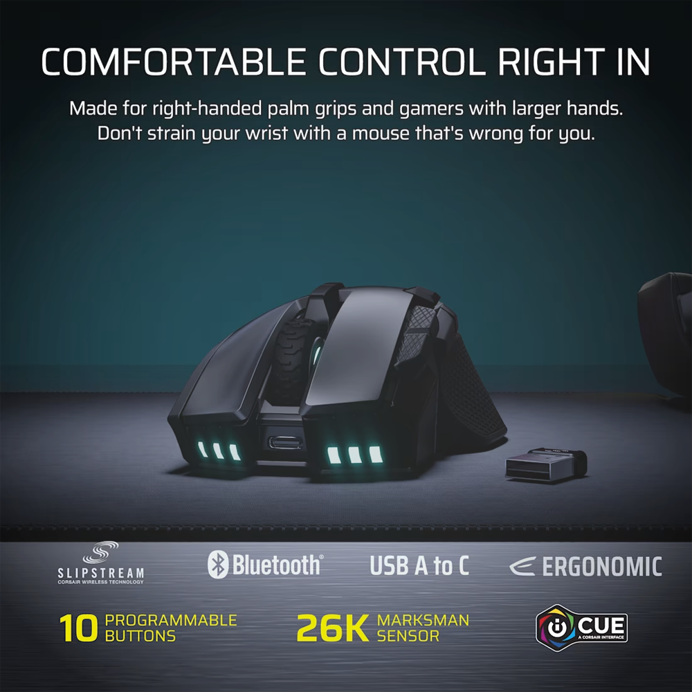 Corsair IRONCLAW SE Wireless 26000DPI Siyah Kablosuz Gaming Mouse