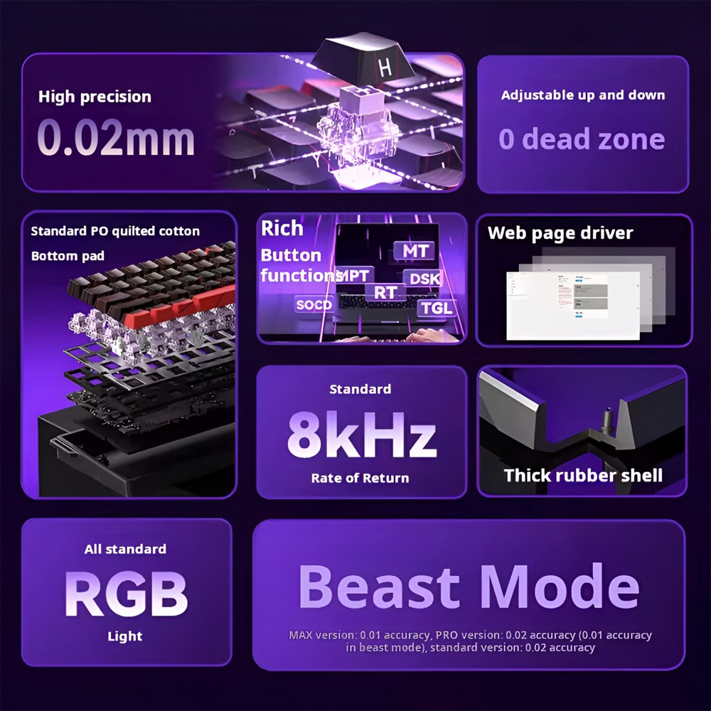 Aula Win60 HE Manyetik Switch Hot Swap TKL RGB Siyah Kablolu Gaming Klavye