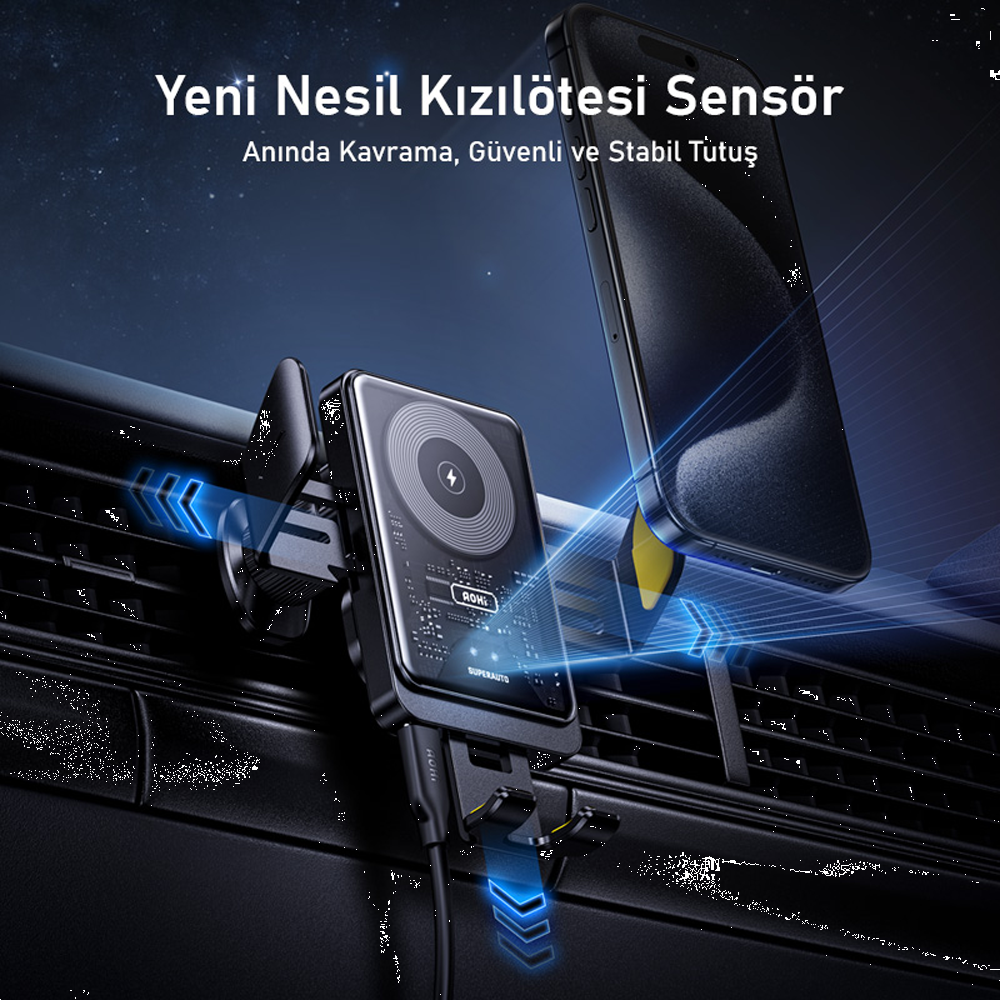 AOHI Superauto Araç İçi Şarjı, 15W Siyah Hızlı Şarj Aleti