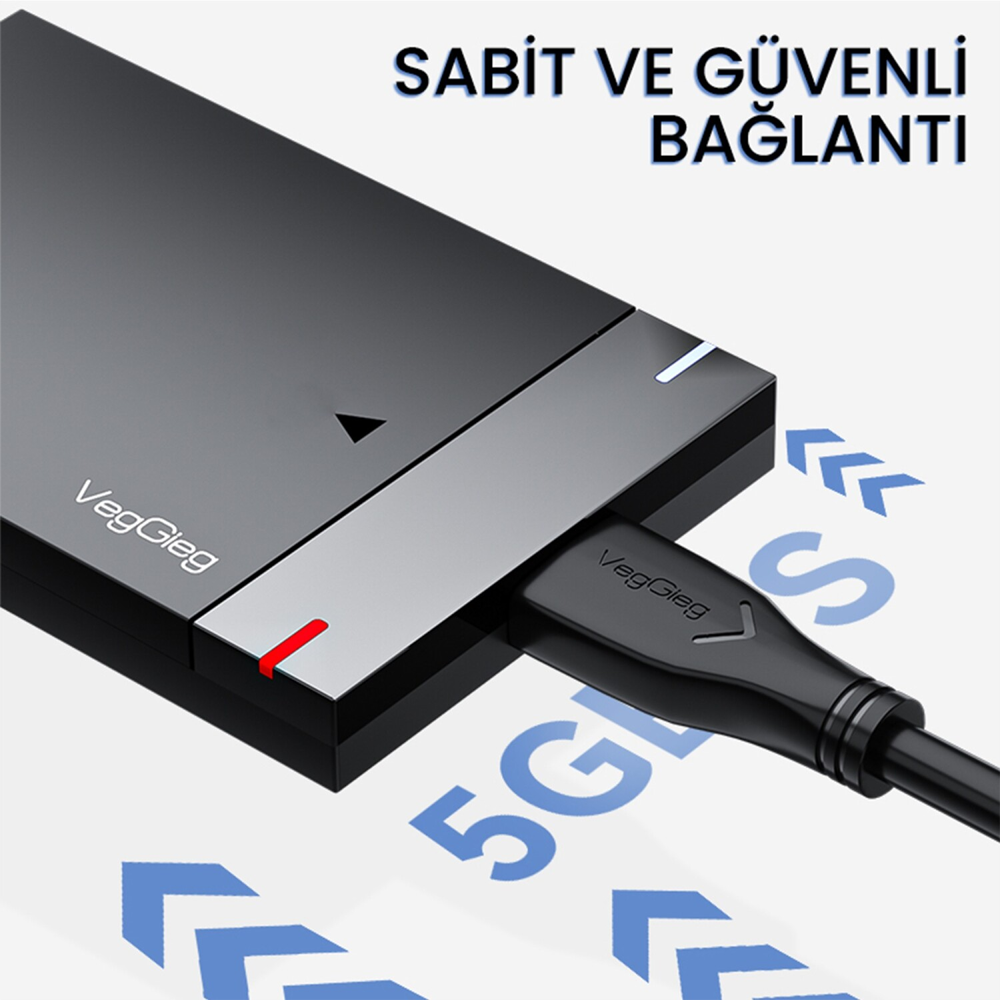 VegGieg USB 3.0 Micro B Şarj ve Data HDD Kablosu 1.5 Metre