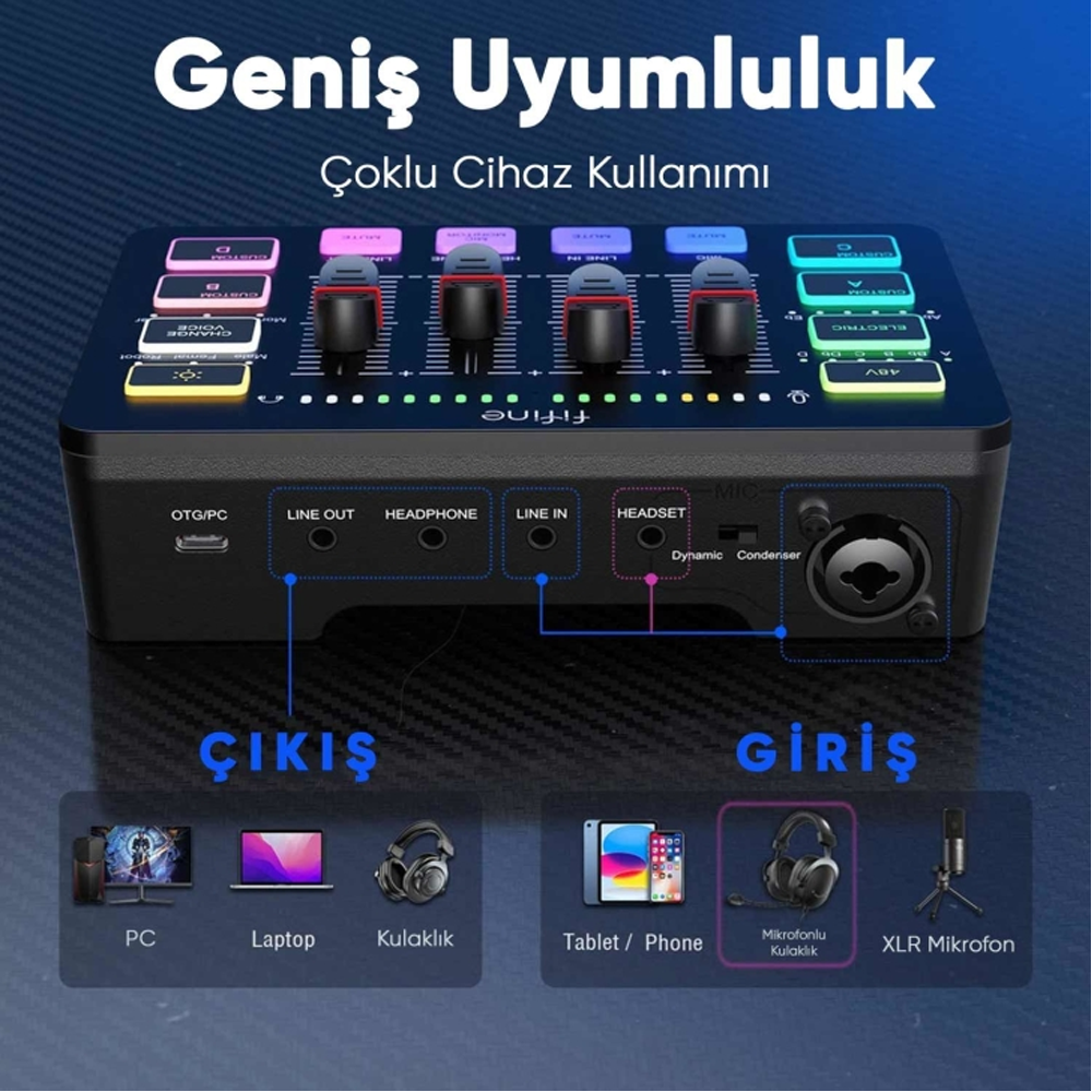 Fifine SC3 USB Beyaz Stüdyo Kayıt Ses Kartı