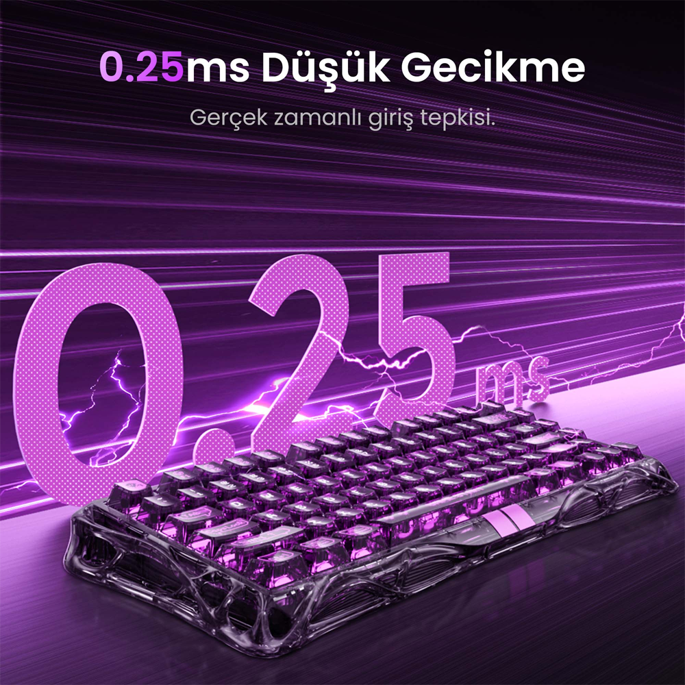 GravaStar Mercury V75 RGB Manyetik Switch İngilizce Q Stealth Siyah Şeffaf Kablolu Gaming Klavye