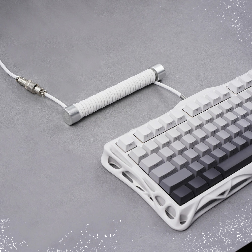 GravaStar Sarmal Aviator USB Type-C Mekanik Klavye Uyumlu Beyaz Oyuncu Kablosu 1.85m
