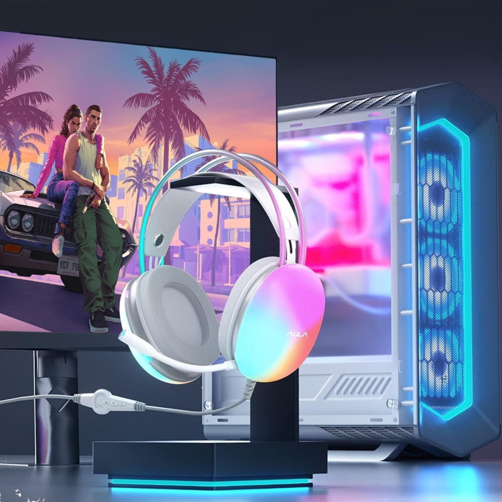 Aula S505 RGB Kablolu Yeşil Gaming Kulaklık