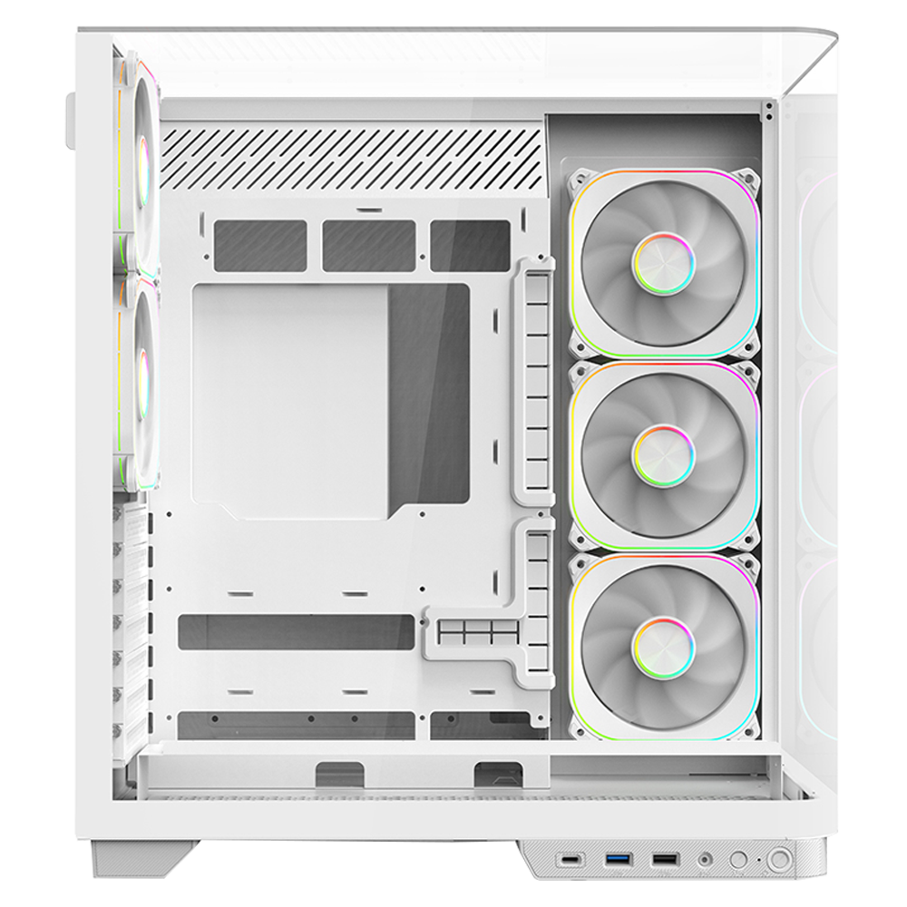 FAZEON F25 850W 80+ Bronze Full Modüler Gen5 Mesh 5x ARGB Fanlı Type-C Beyaz ATX Gaming Kasası