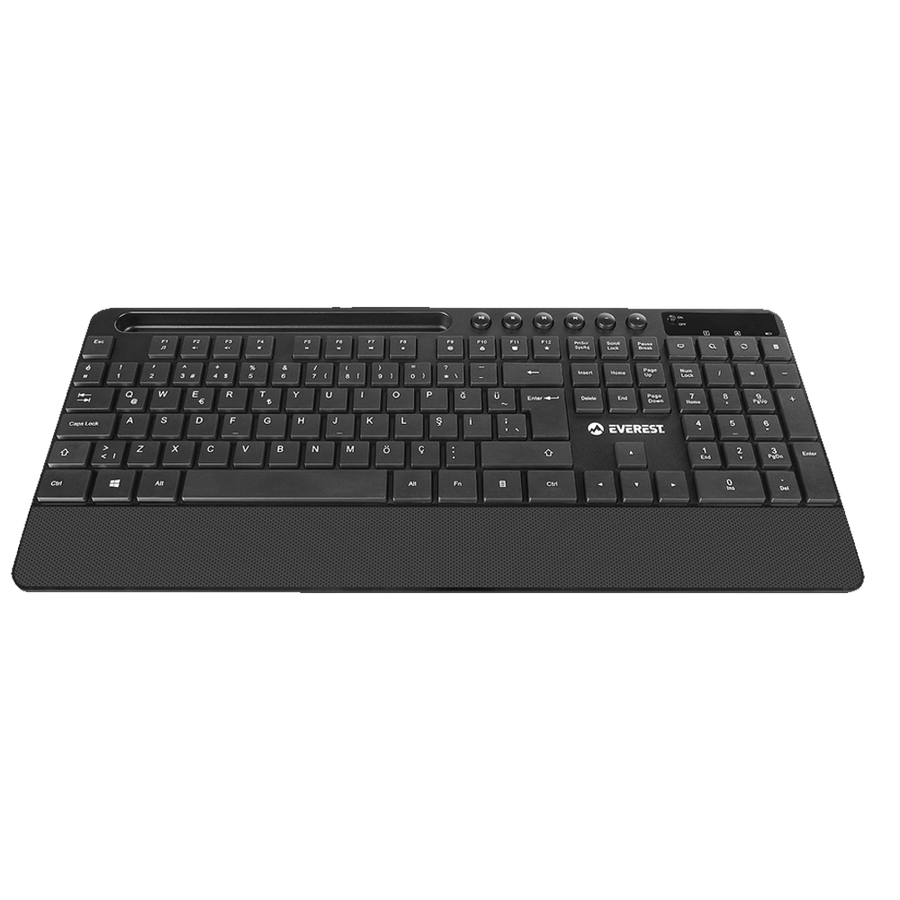 Everest KM-9676 Telefon Standlı Siyah Kablosuz Klavye Mouse Set