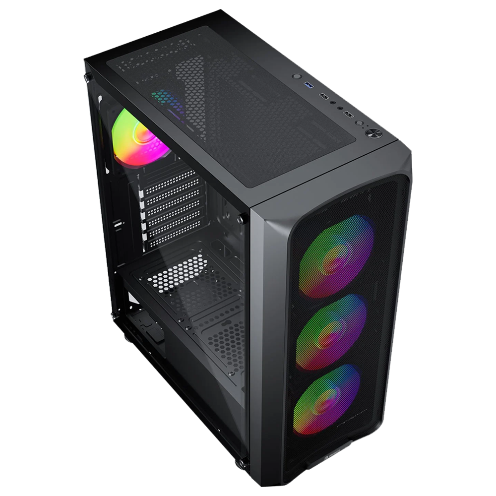 GameBooster ROUND A650B 600W USB 3.0 Mesh Rainbow Fanlı Siyah ATX Bilgisayar Kasası