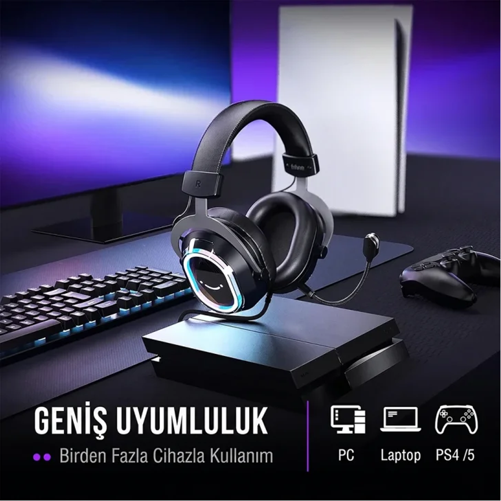 Fifine Ampligame H13 Mikrofonlu 7.1 RGB Siyah Gaming Kulaklık