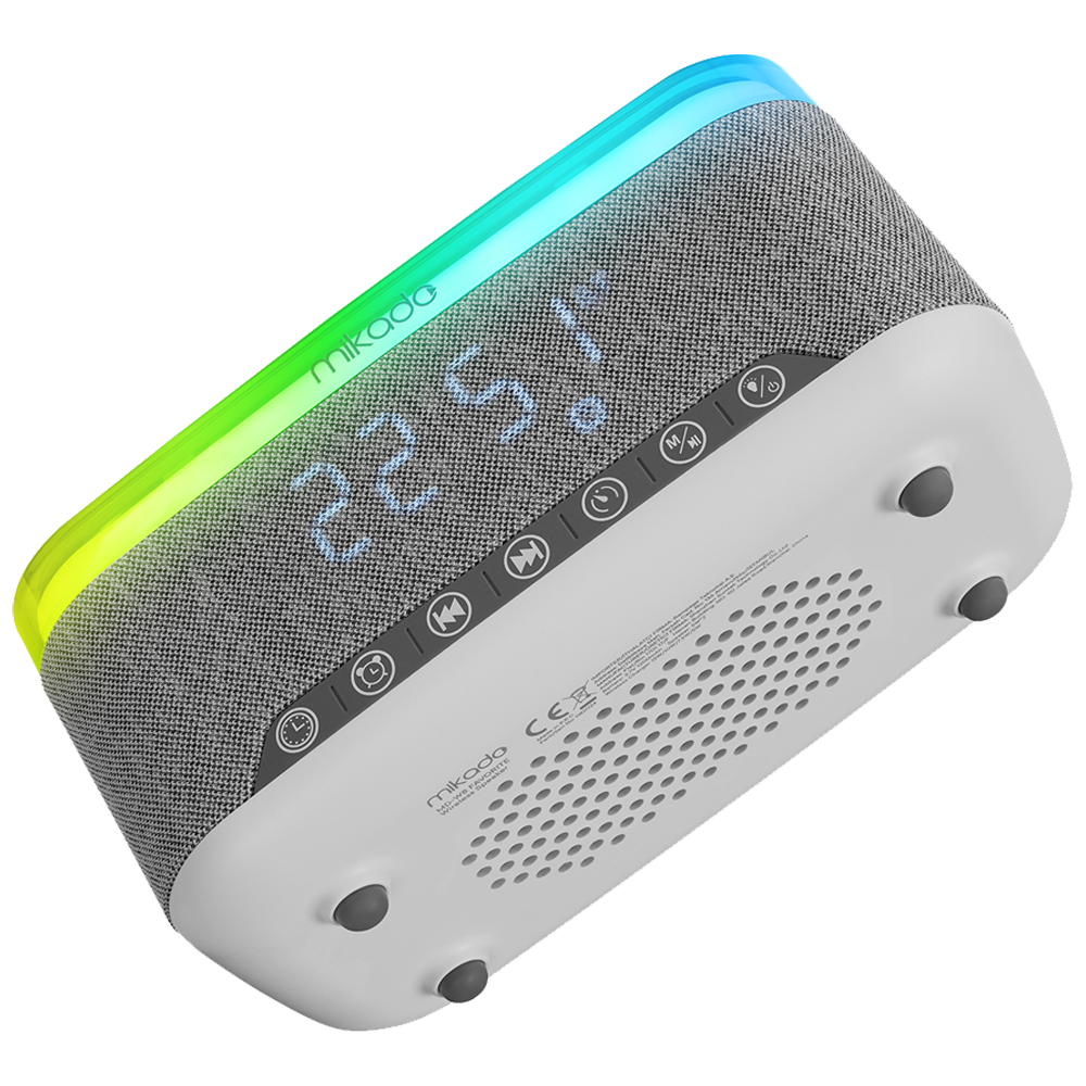 MIKADO MD-W8 10W 1200mAh RGB Gri Bluetooth Kablosuz Şarj Alarmlı Saat Speaker Hoparlör