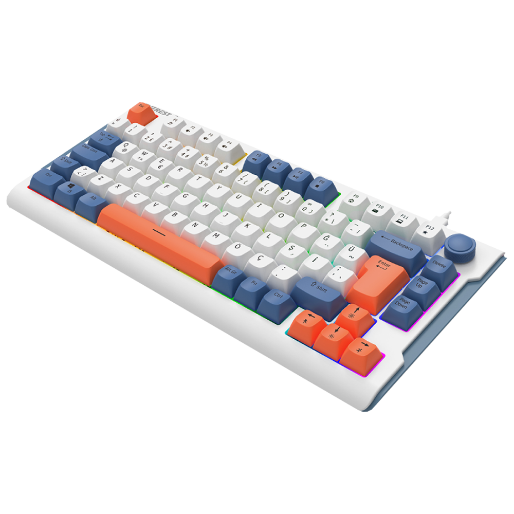 Everest KB-75 Smooth Membrane Switch RGB Beyaz/Mavi/Turuncu Kablolu Gaming Klavye