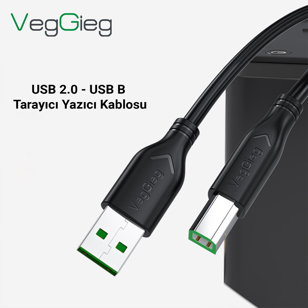 VegGieg USB B Printer Tarayıcı Yazıcı Data Kablosu 10 Metre