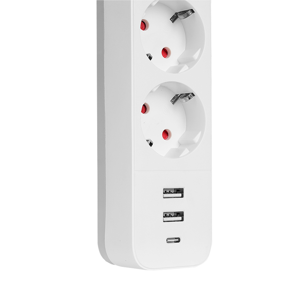 S-link SPG03TC 1.5mm Bakır 750 USB Type-C Joule 3lü Anahtarlı Akım Korumalı Beyaz Priz