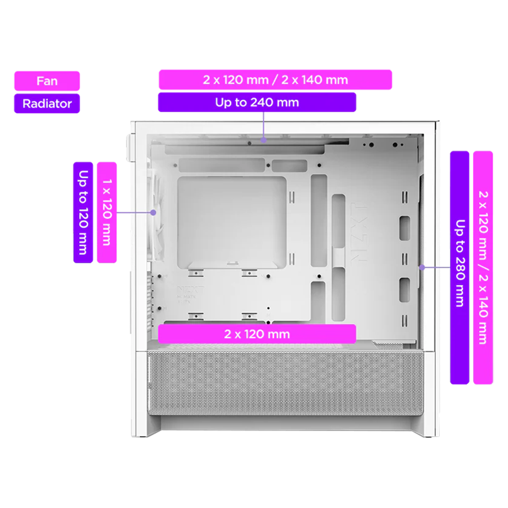 NZXT H3 Flow Edition 750W 80+ Bronze USB 3.2 USB-C Beyaz mATX Kasa