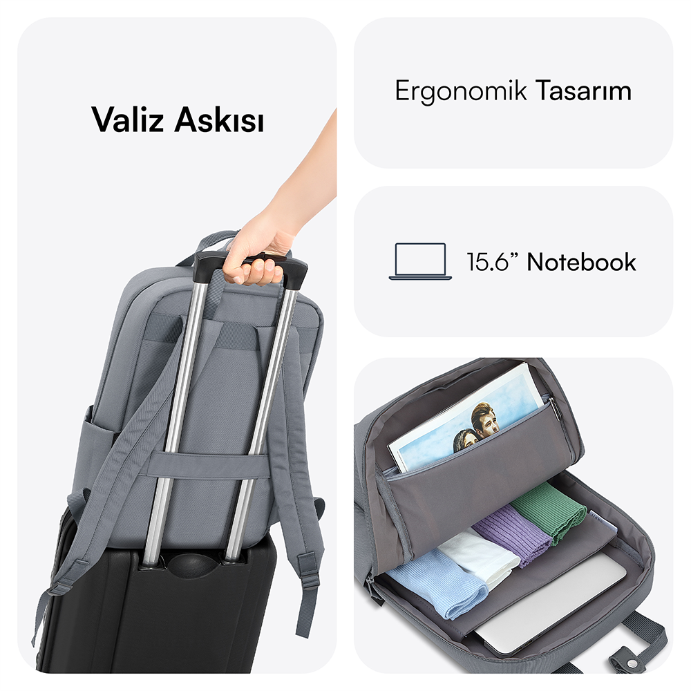 MACK MCE-1522 15.6 NOVA Eco Gri Notebook Sirt Çantasi | ITOPYA