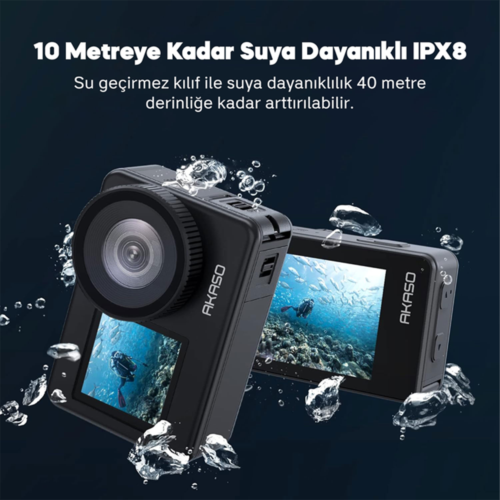 Akaso Brave 7 4K/30FPS 20MP Wi-Fi Dual Screen Aksiyon Kamera ve Aksesuar Seti