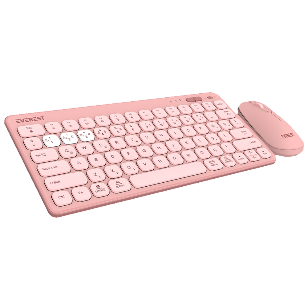 Everest KM-BT903 LUMI Pembe Kablosuz Klavye Mouse Set