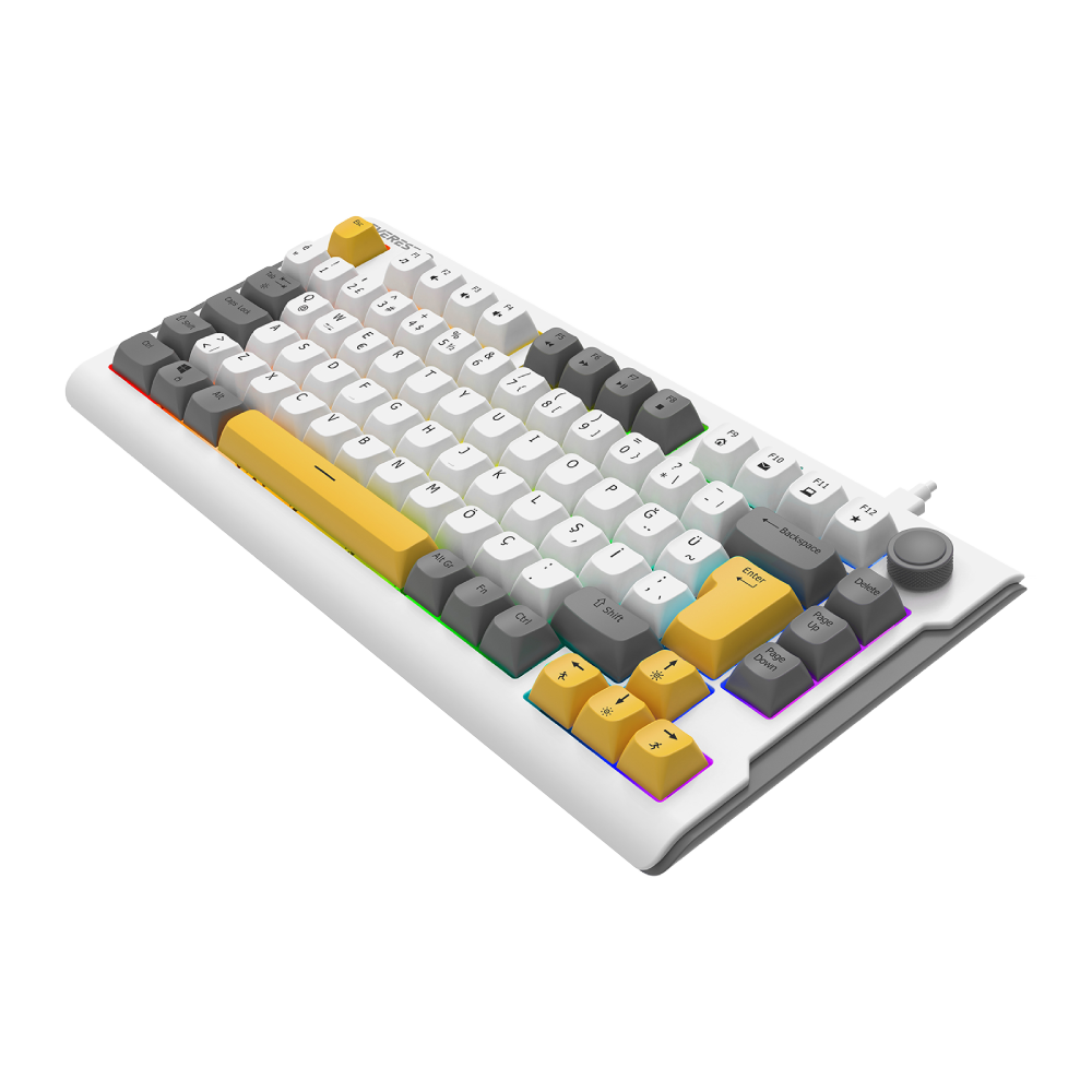 Everest KB-75 Smooth Membrane Switch RGB Beyaz/Gri/Sarı Kablolu Gaming Klavye