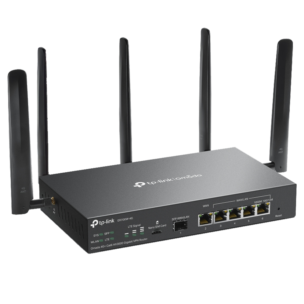 TP-LINK ER706W-4G Omada 4G+ Cat6 AX3000 Gigabit VPN Router