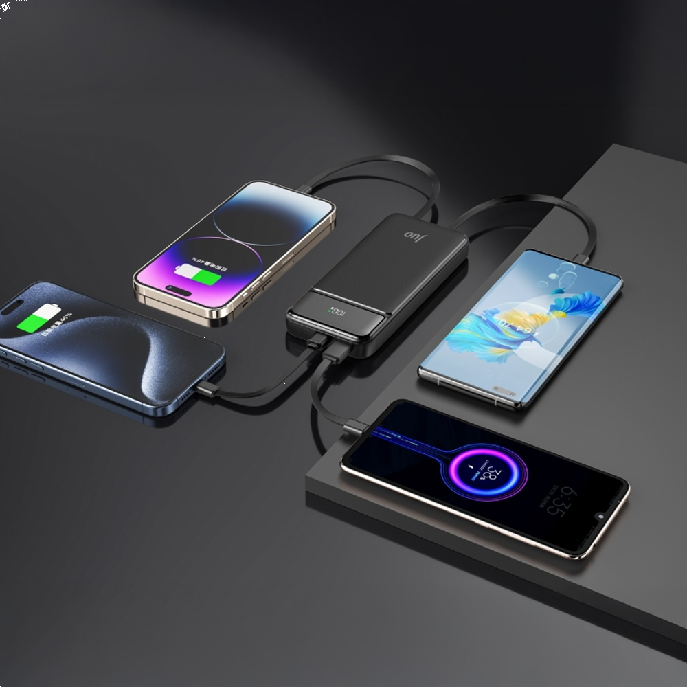 Juo JCP410-B 22.5W 10000mAH Type-C Led Ekranlı Taşınabilir Siyah Hızlı Şarj Powerbank 