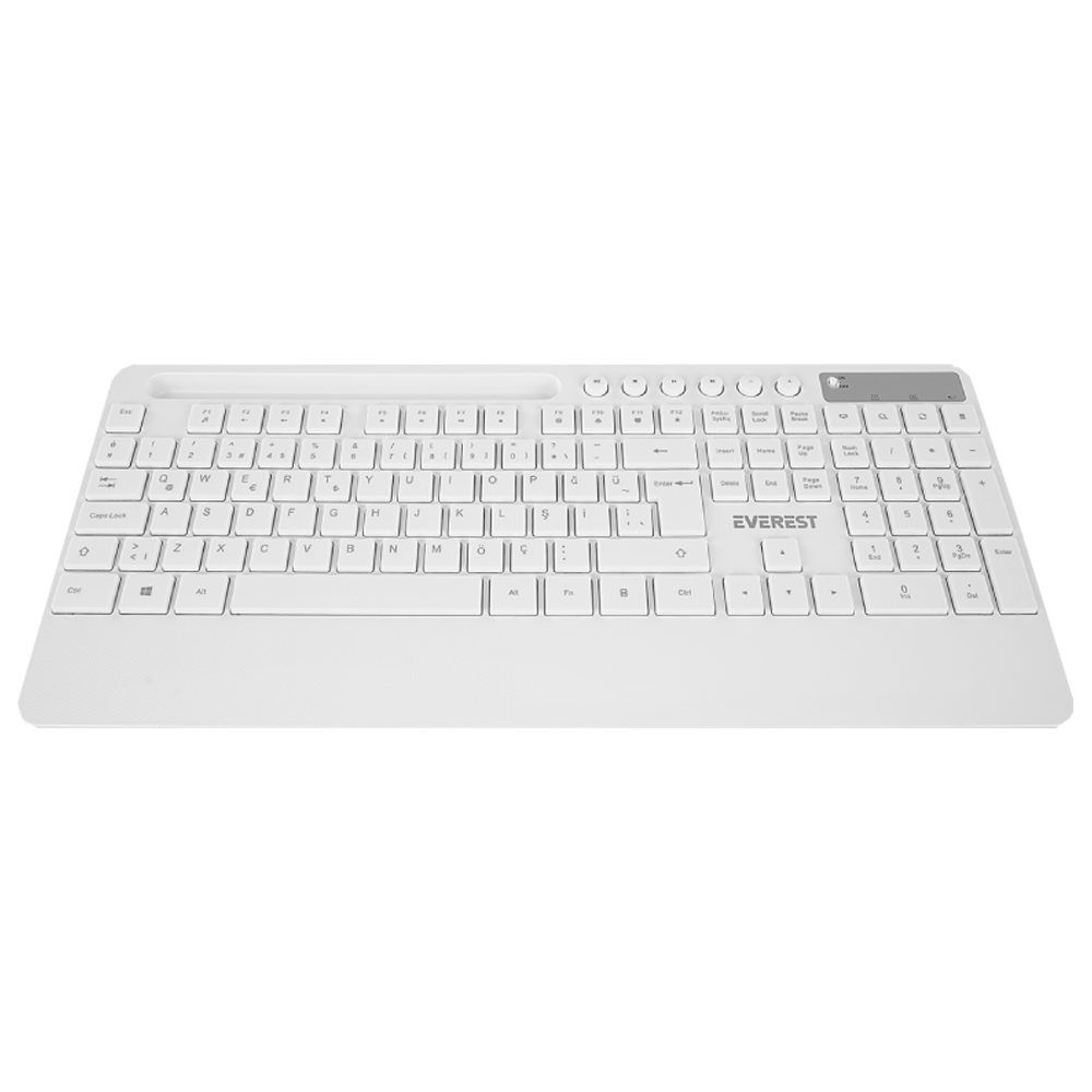 Everest KM-9676 Telefon Standlı Beyaz Kablosuz Klavye Mouse Set