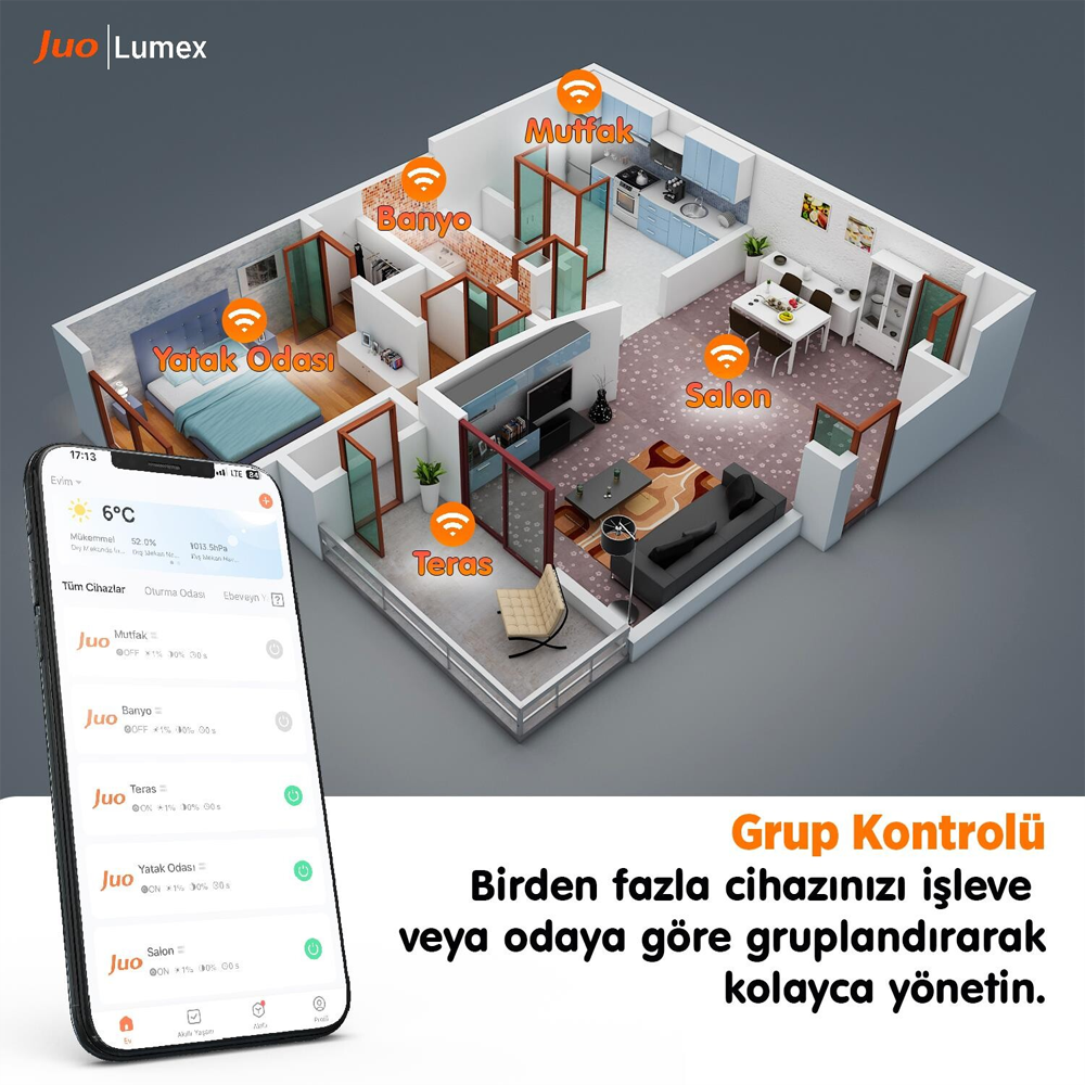 Juo Lumex 11W RGB WI-FI Bluetooth Akıllı Ampul