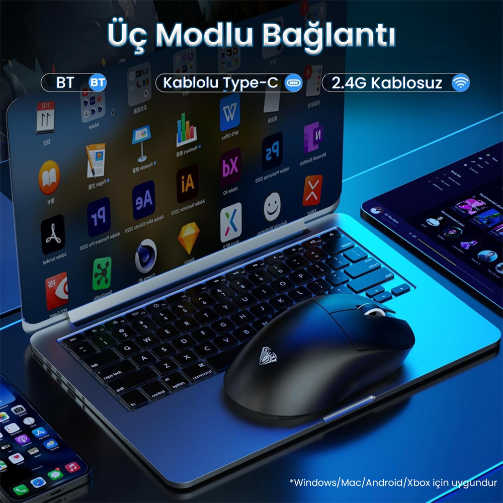 Aula SC900 Pro PAW3395 26000 DPI 8000Hz Kablosuz Siyah Gaming Mouse