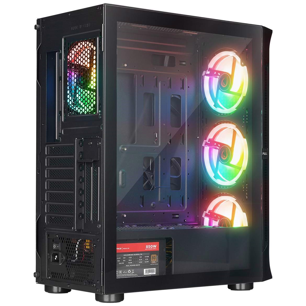 Rampage PROLIX 850W 80+ ARGB Fan+Kontrolcü Manyetik Temperli Camlı Mesh ATX Mid Tower Gaming Kasa