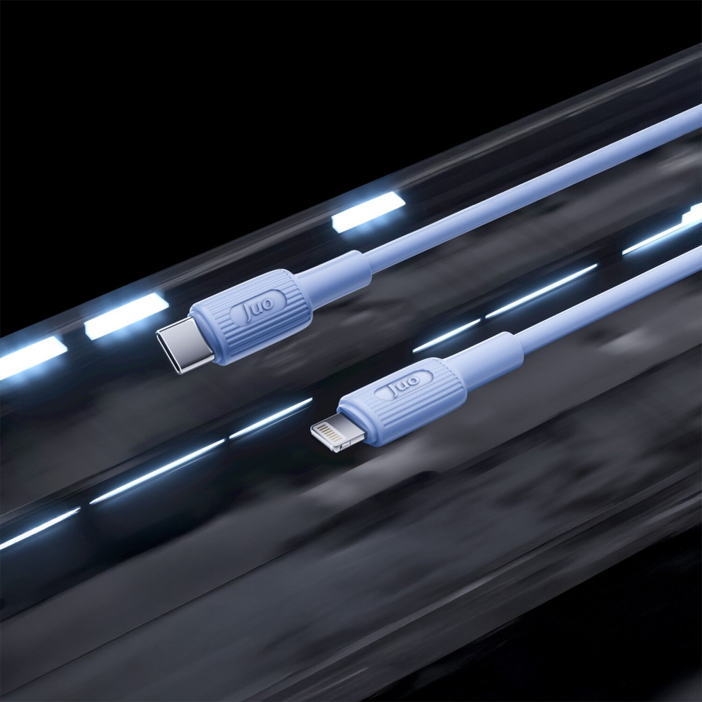 Juo 27W Type-C Lightning İphone İpad Silikon Mavi Data Ve Hızlı Şarj Kablosu 1 Metre