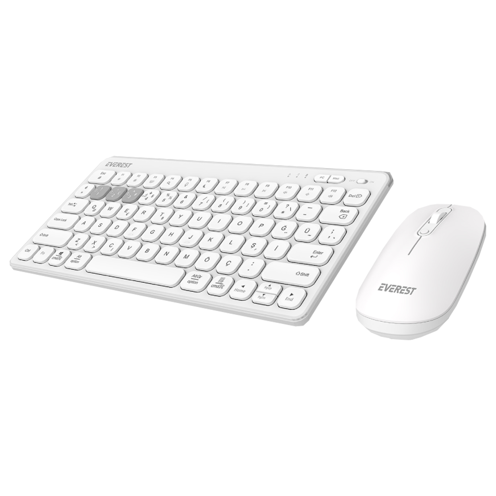 Everest KM-BT903 LUMI Beyaz Kablosuz Klavye Mouse Set