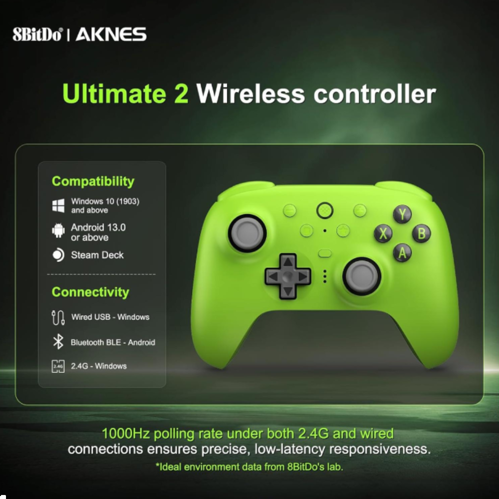 8BitDo Ultimate Hall Efect Kablosuz Yeşil Gamepad