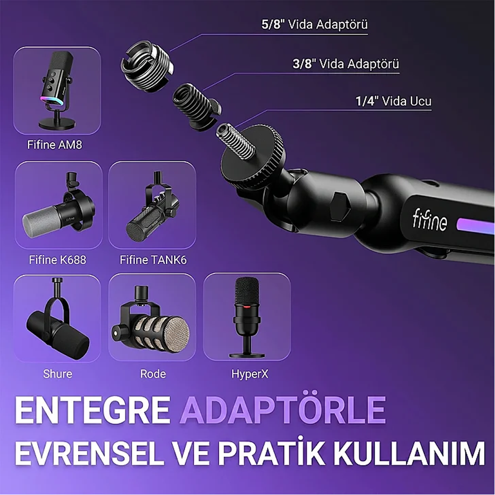 Fifine BM88PRO RGB Low Profile Masaüstü Mikrofon Standı