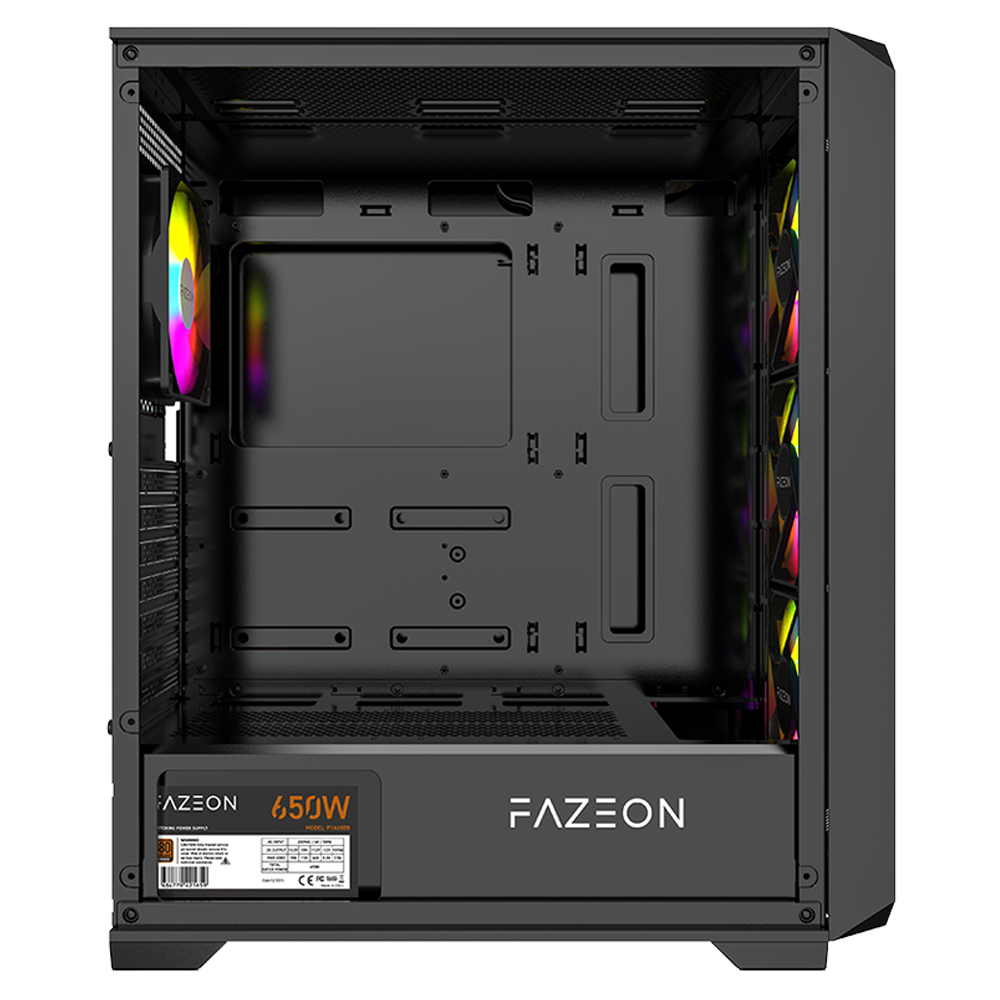 FAZEON F4 PLUS 650W 80+ Bronze Tempered Glass Mesh 4x ARGB Fanlı Siyah E-ATX Bilgisayar Kasası