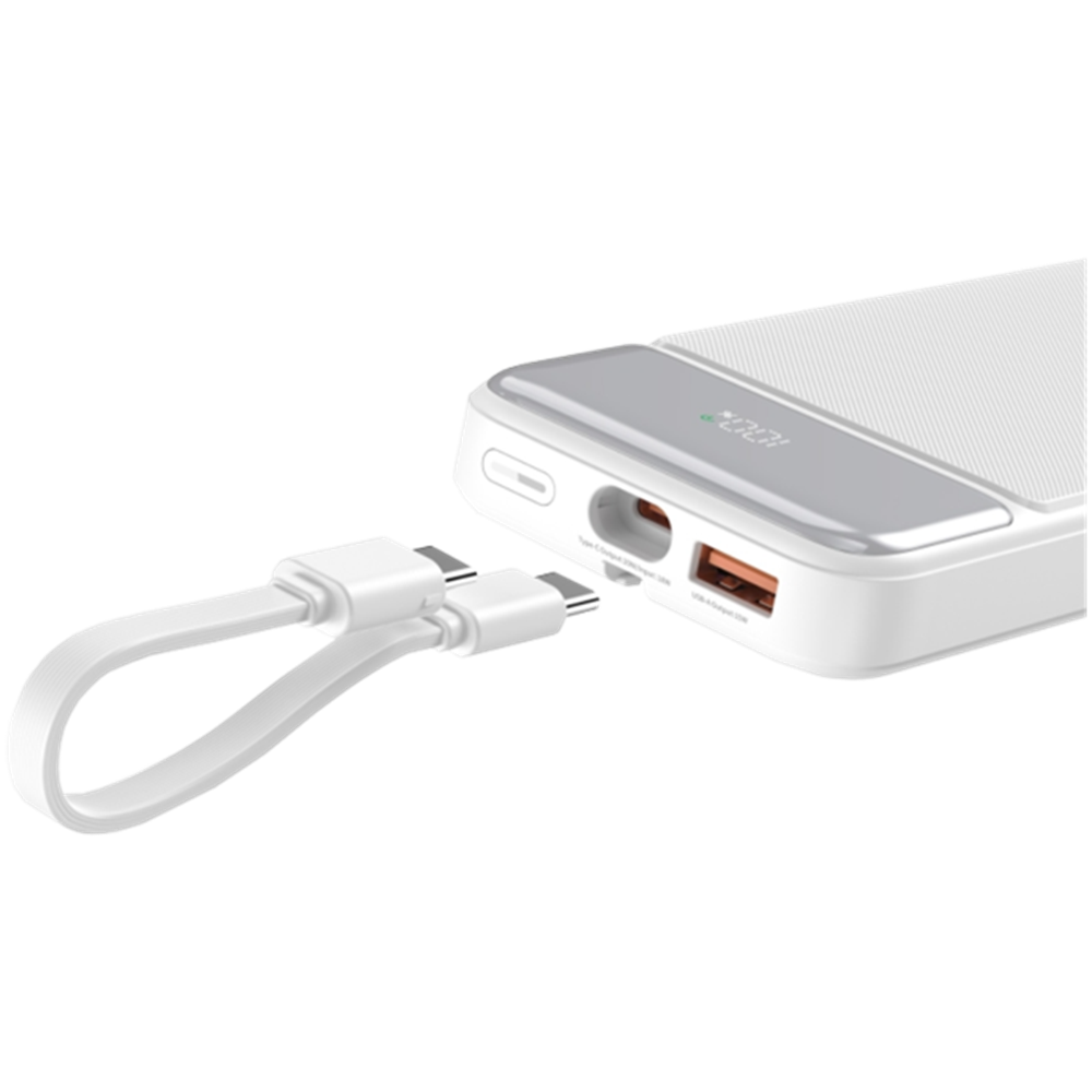 Juo JCP410-W 22.5W 10000mAH Type-C Led Ekranlı Taşınabilir Beyaz Hızlı Şarj Powerbank