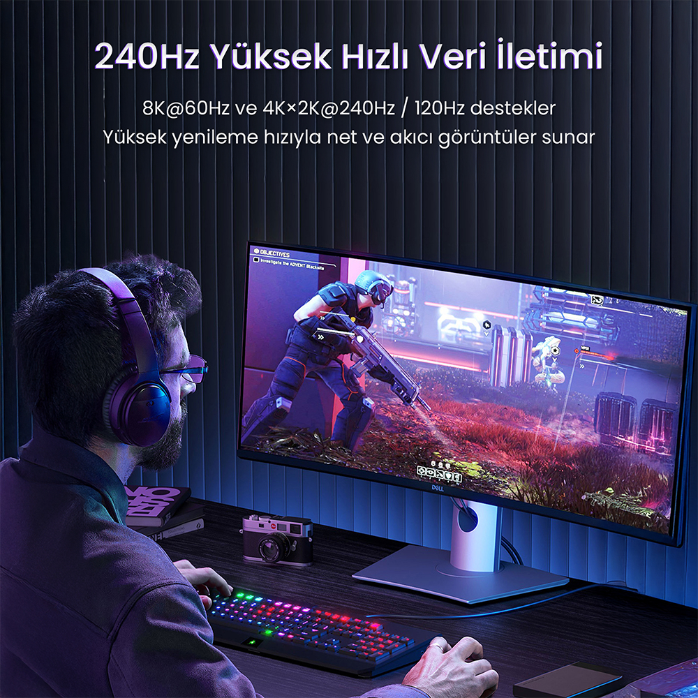 VegGieg 8K 60Hz 4K 120Hz 48Gbps HDR ARC 2.1 HDMI Kablosu 1.5 Metre