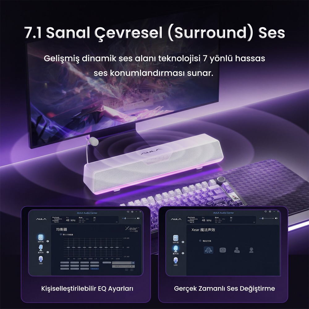Aula GS6 Pro 10W RGB Bluetooth Siyah Gaming Speaker Soundbar